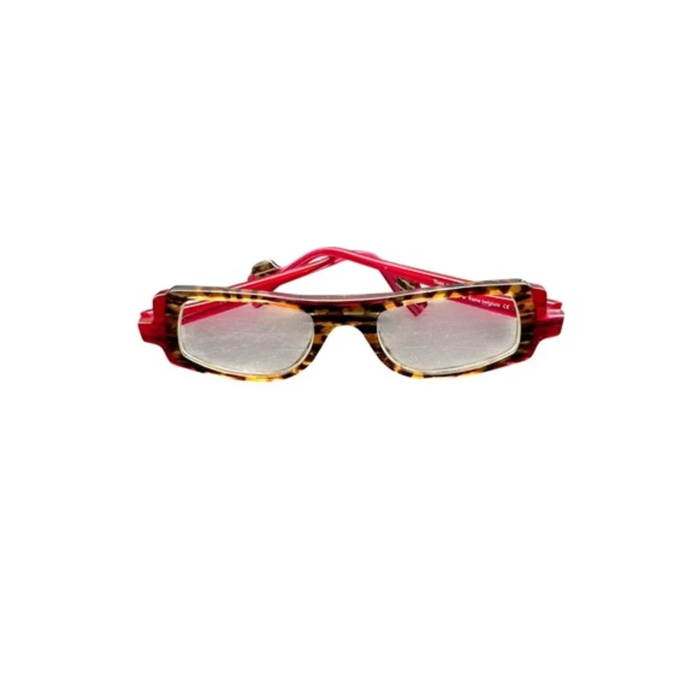 Vintage Theo Mango Eyeglasses Tortoise Pink Architectural Frame Belgium Women KC